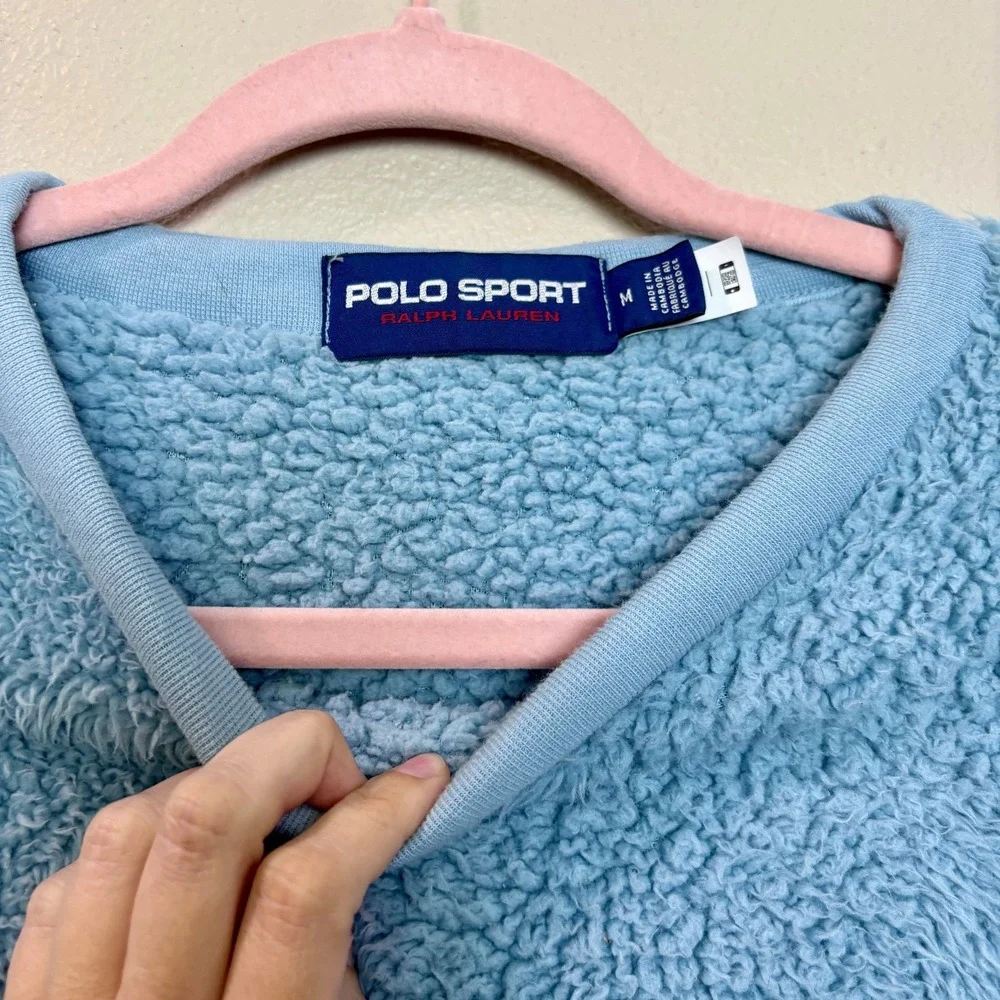 POLO‎ RALPH LAUREN Polo Sport Blue Plush Pullover Sweater Men's Medium M